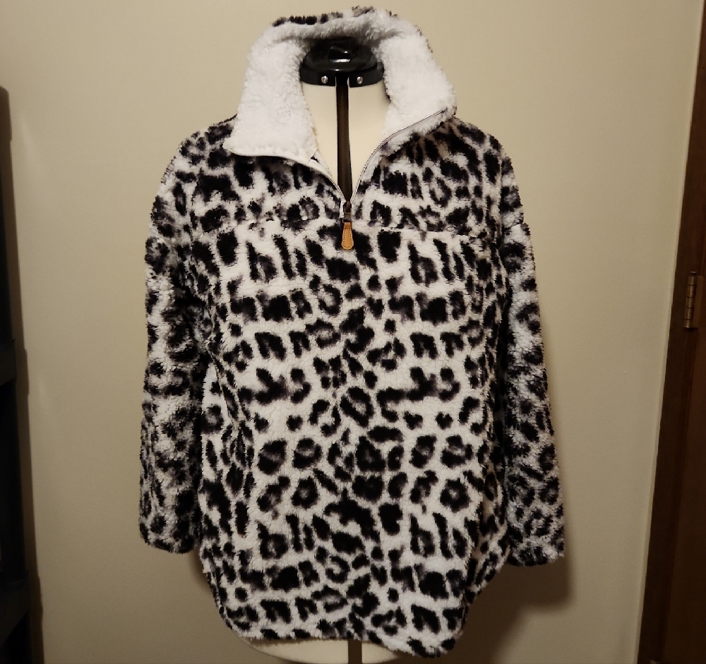 Leopard Print Fleece Pullover